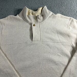 Orvis Mens XXL Oatmeal Heather Quarter Zip Snap Mock Neck Fleece Sweatshirt